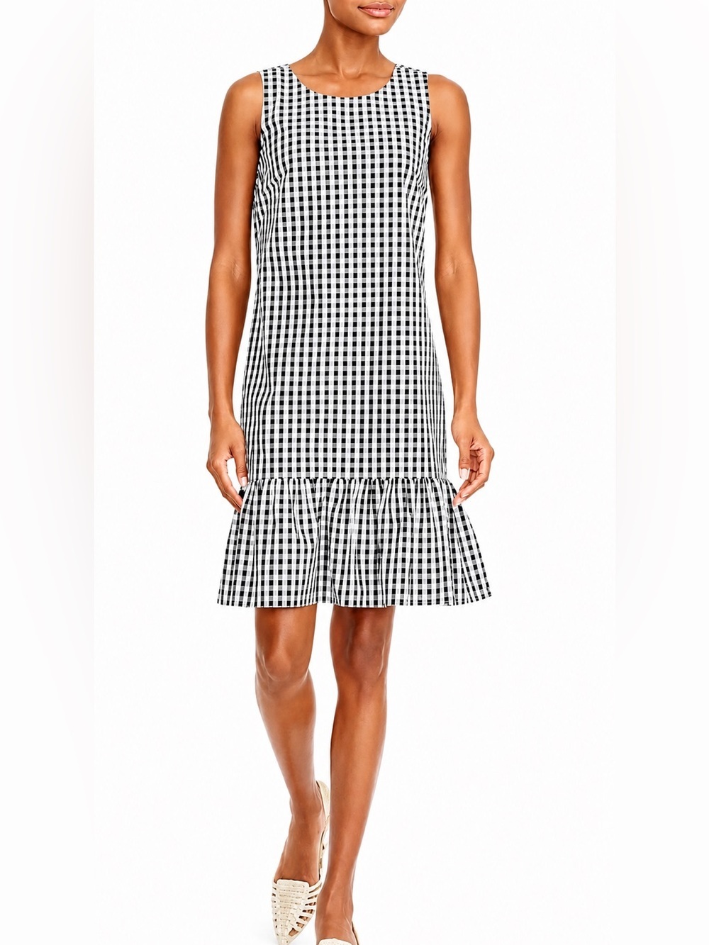 J Crew Factory black/white gingham cotton dress, XS